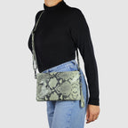 Python-Print Suede Hobo Bag