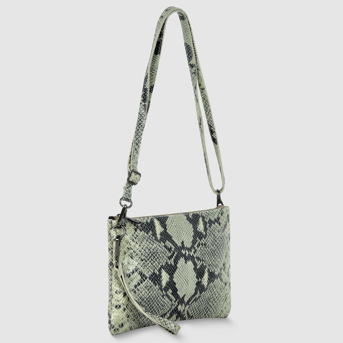 Python-Print Suede Hobo Bag