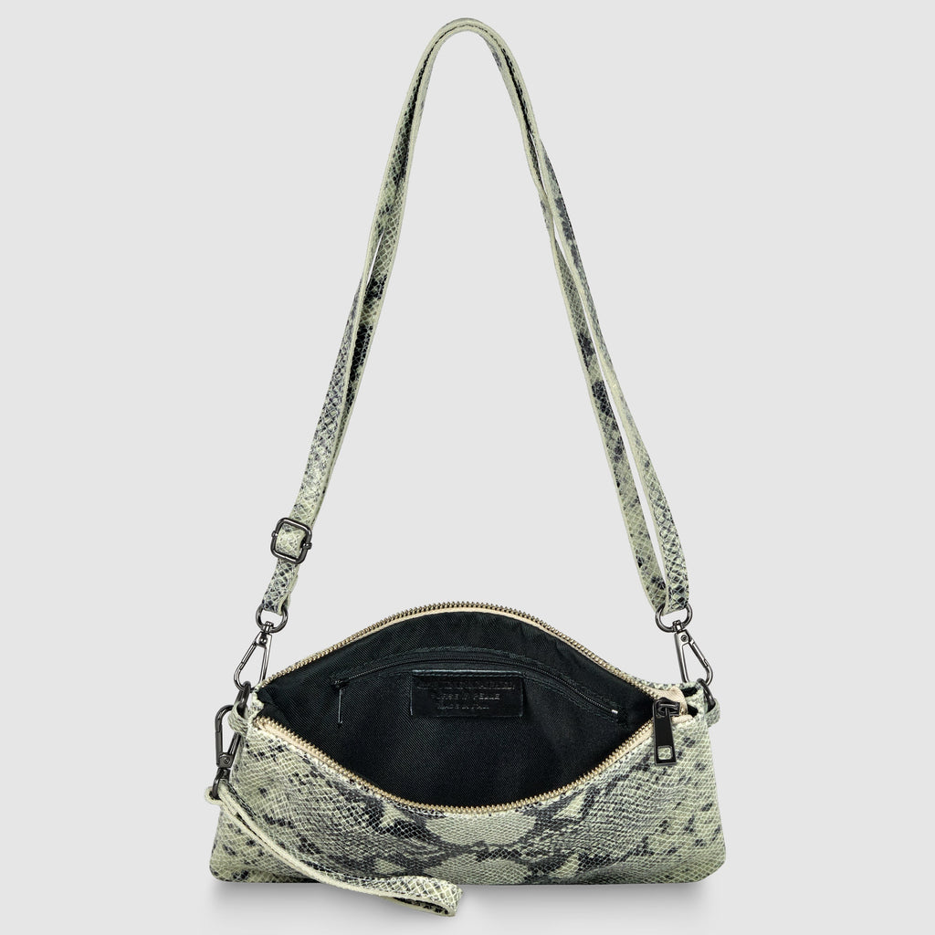 Python-Print Suede Hobo Bag