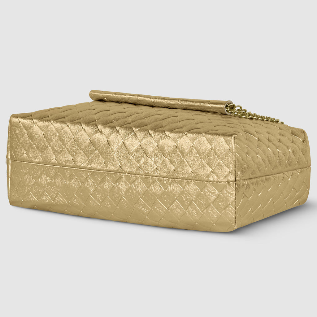 Weave Metallic Suede Leather Shoulder Bag