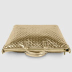 Weave Metallic Suede Leather Top-Handle Bag