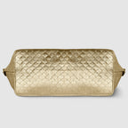 Weave Metallic Suede Leather Top-Handle Bag
