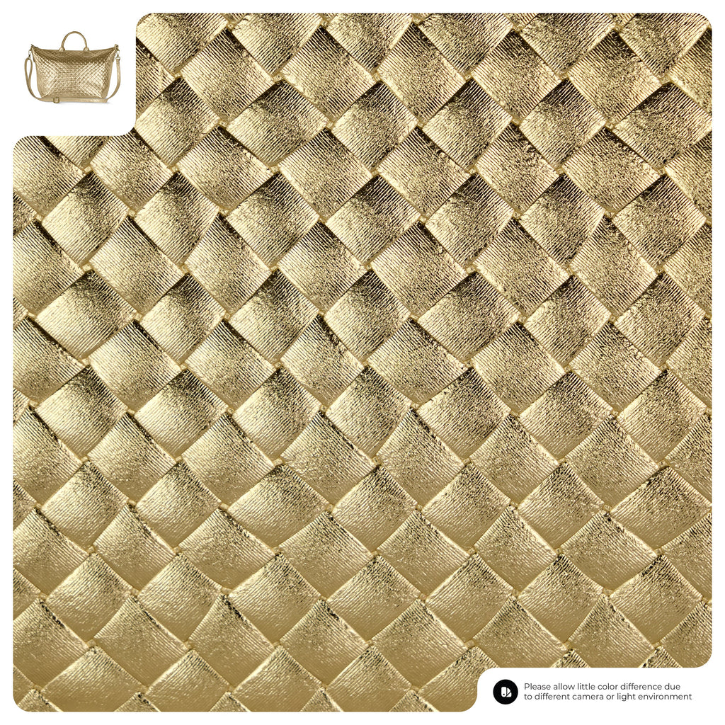 Weave Metallic Suede Leather Top-Handle Bag