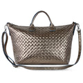 Weave Metallic Suede Leather Top-Handle Bag