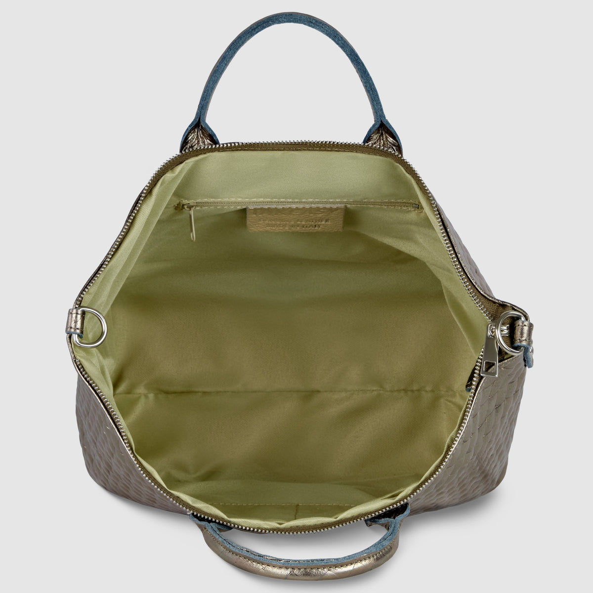 Weave Metallic Suede Leather Top-Handle Bag