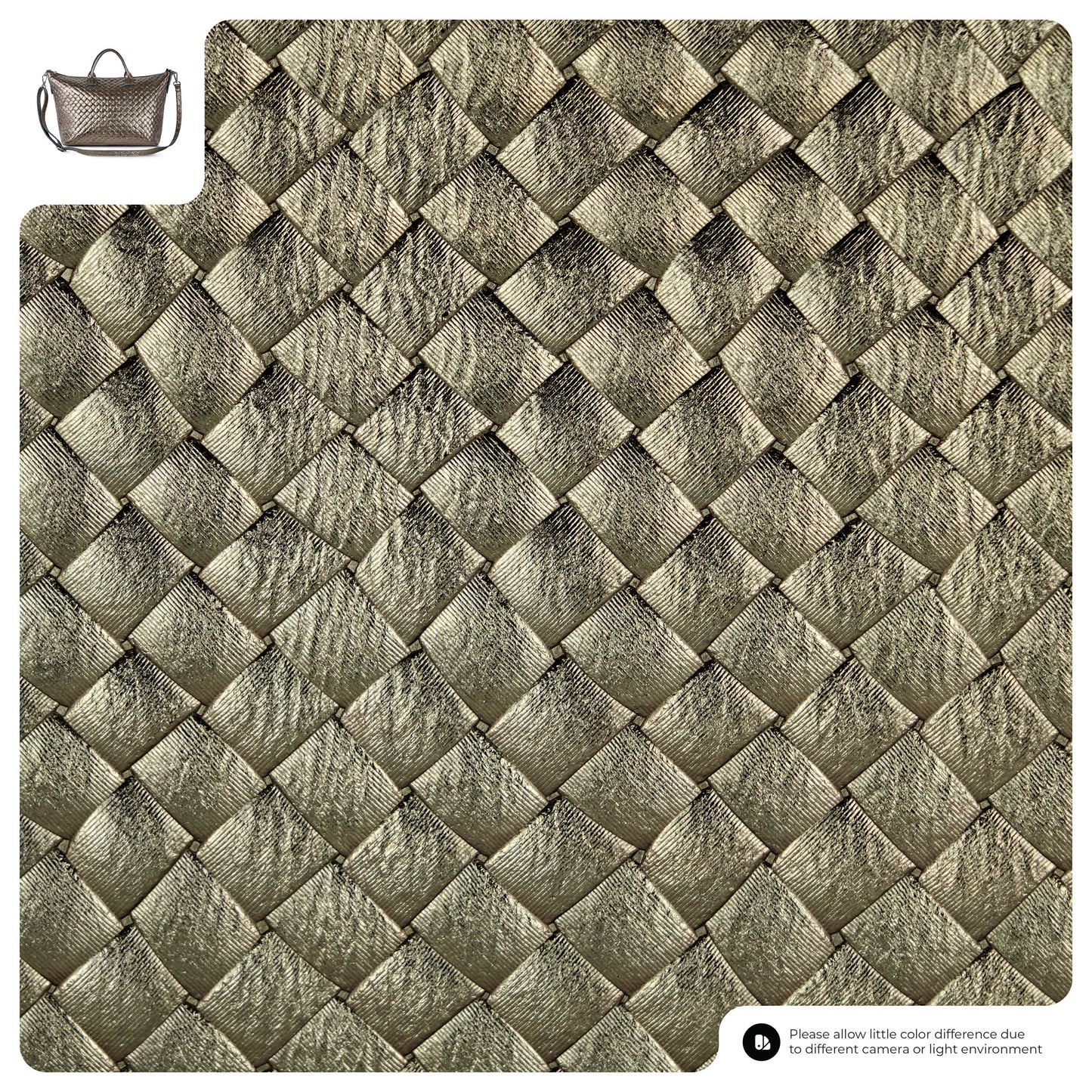Weave Metallic Suede Leather Top-Handle Bag