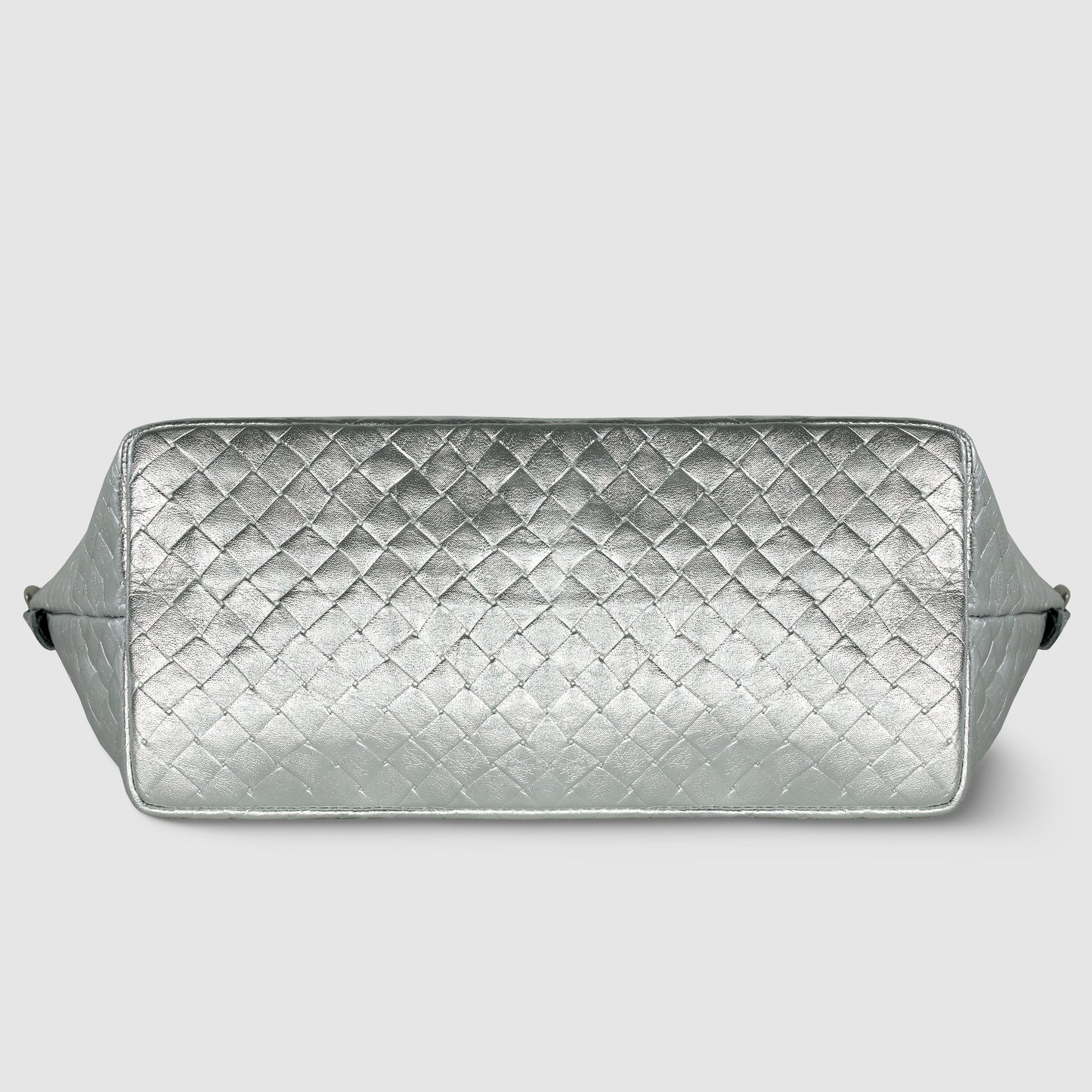 Weave Metallic Suede Leather Top-Handle Bag