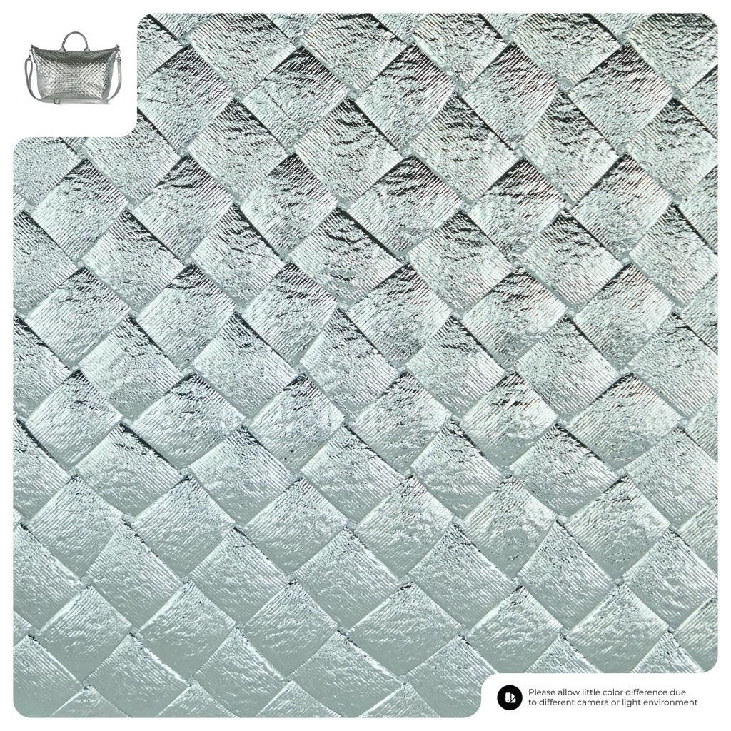 Weave Metallic Suede Leather Top-Handle Bag