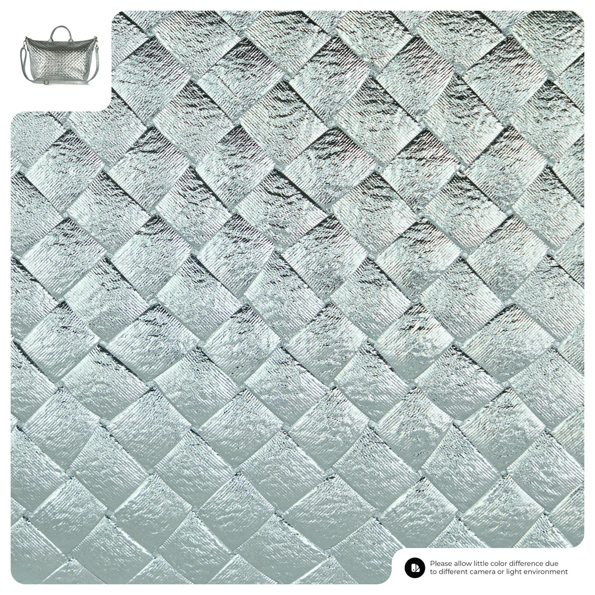 Weave Metallic Suede Leather Top-Handle Bag