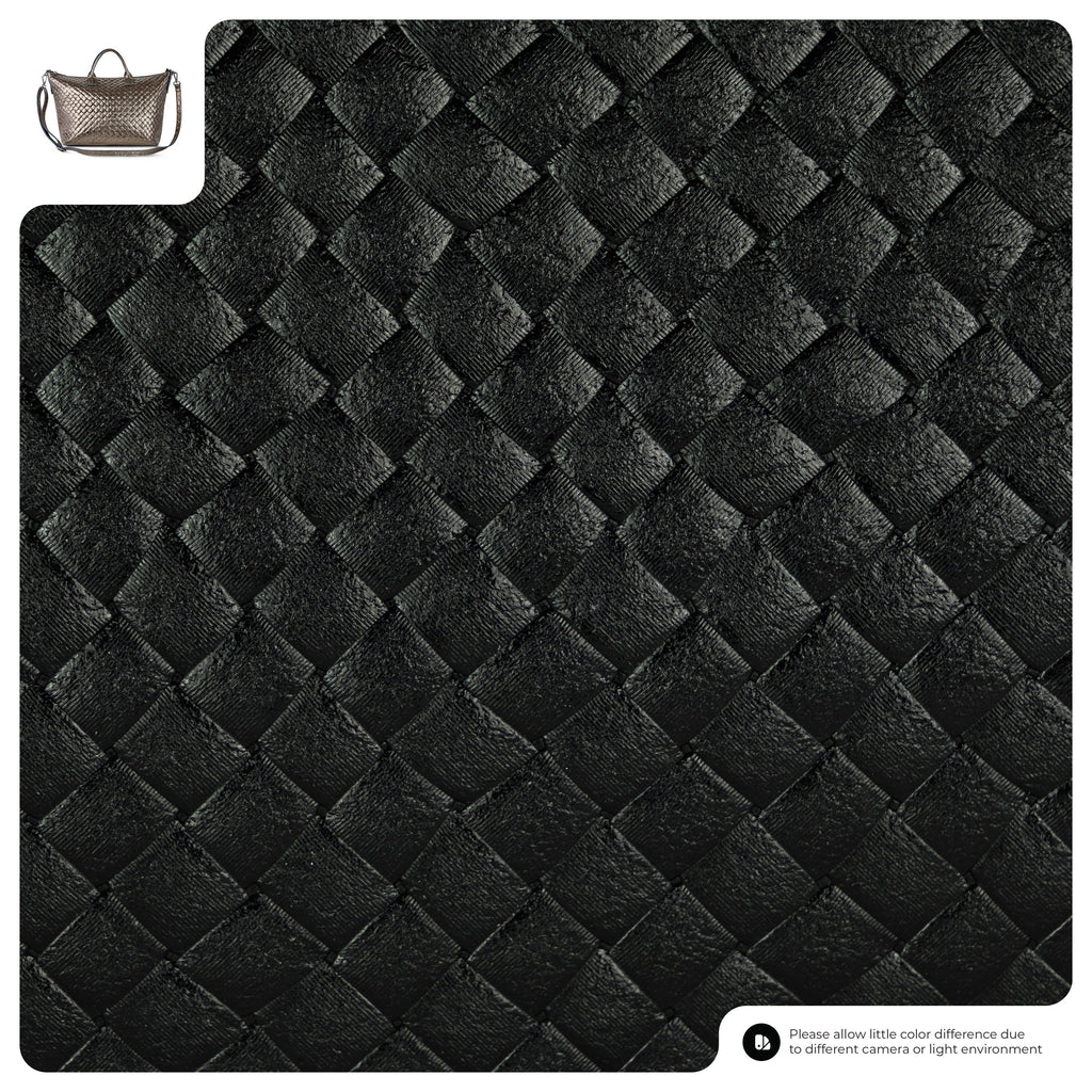 Weave Metallic Suede Leather Top-Handle Bag