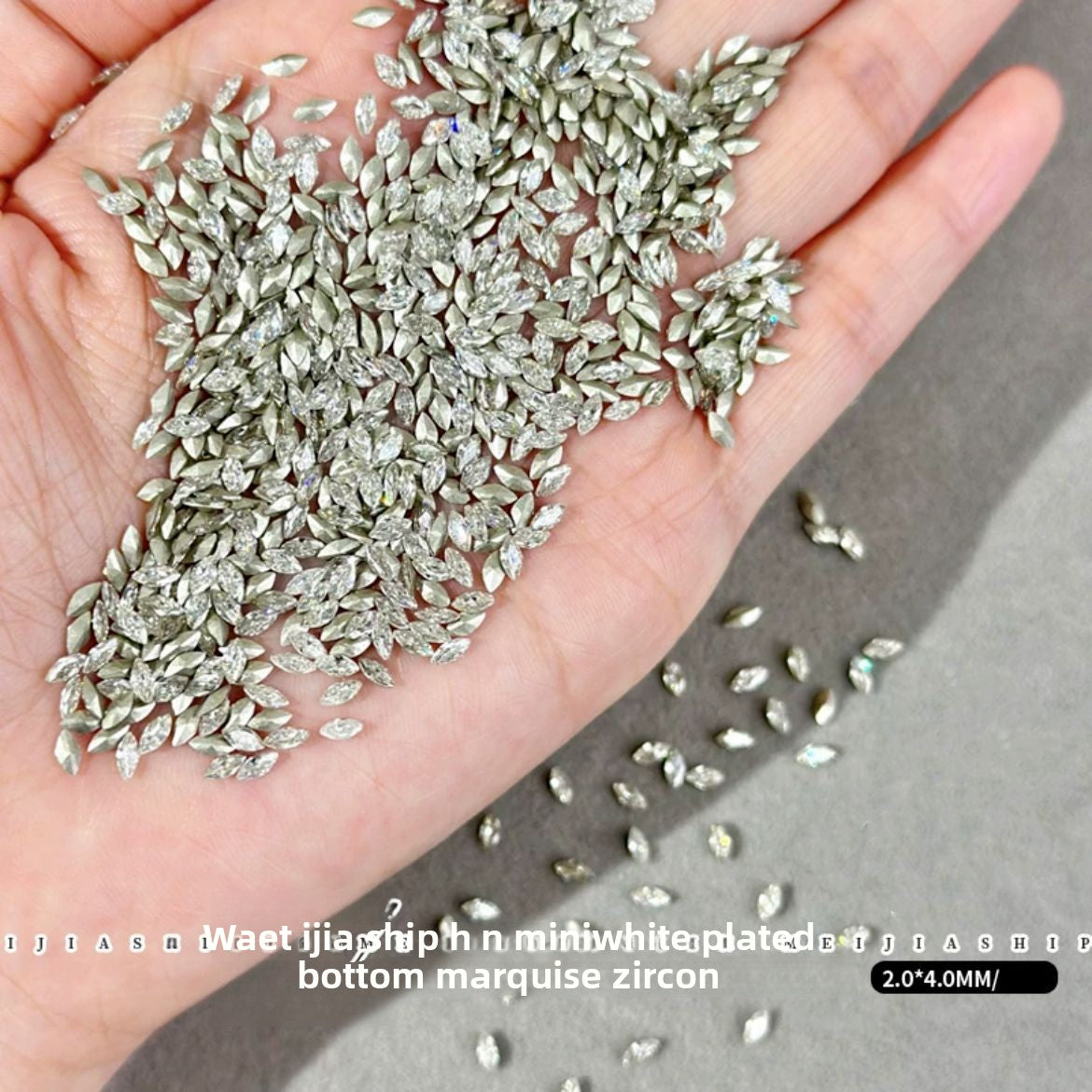 1061 Mini 1.5 * 3 rhombus zircon nail diamond, small flat bottom micro zirconium horse eye nail jewelry for press on nails