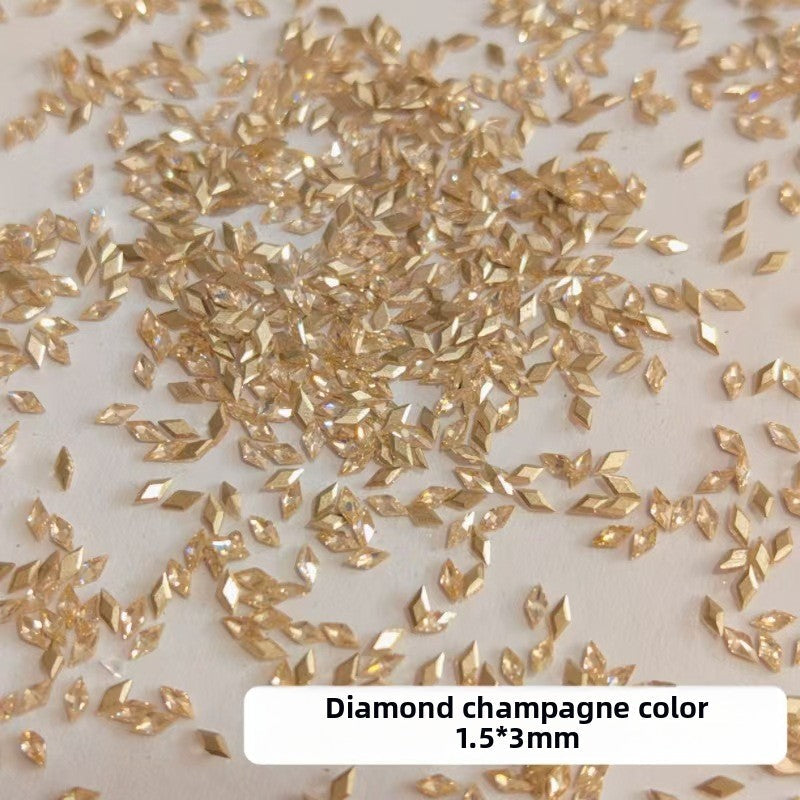 1061 Mini 1.5 * 3 rhombus zircon nail diamond, small flat bottom micro zirconium horse eye nail jewelry for press on nails