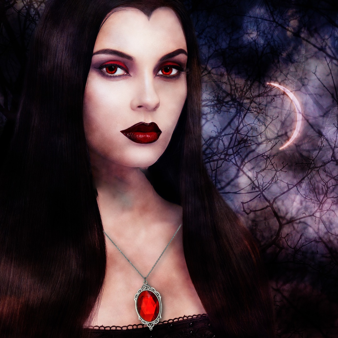 Vampire necklace blood red pendant