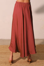 Washed Poly Silk Midi Swing Skirt Made in USA