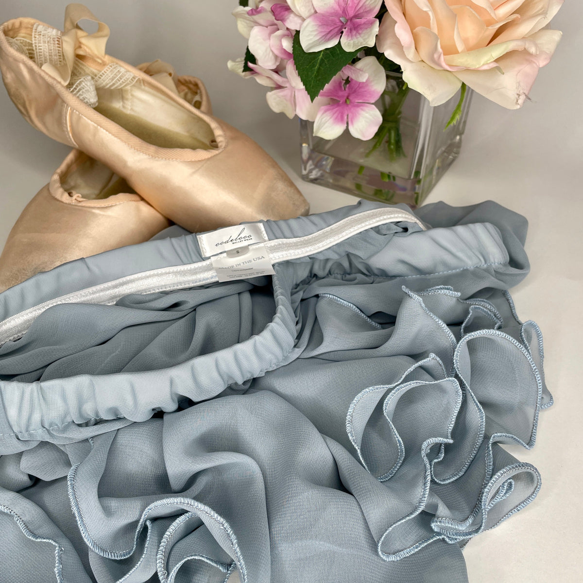 Glacier Blue Chiffon Ballet Pull On Skirt - Ballet Rehearsal Skirt - Pirouette Skirt